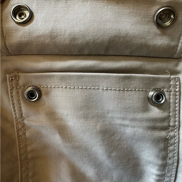 Ann Taylor Zip Front Khaki Mini Skirt Front Pockets Cotton Blend Sz 8 - Picture 6 of 6